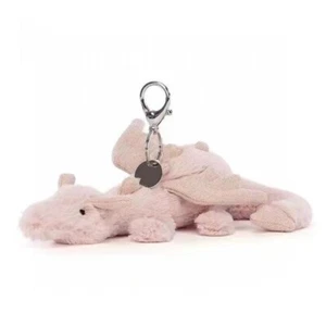 JELLYCAT FLUFFY COLLECTIBLE ROSE DRAGON BAG CHARM PLUSH CUDDLY TOY KEY CHAIN - Picture 1 of 2