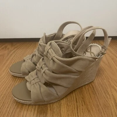 SAM EDELMAN alpargata de cuero con lazo tostado cuñas talla 8 Foto 1 de 4