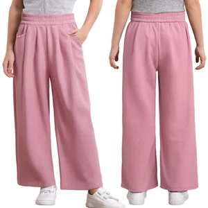 Kids Girls Tracksuit Skateboarding Trousers Casual Pants Dance Costume Wide Leg - Picture 1 of 44