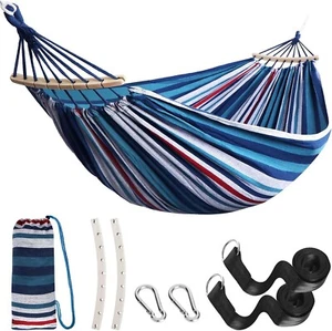 Garden Cotton Hammock Comfortable Fabric Hammock with Spreader Bar Durable Hammo - Picture 1 of 6