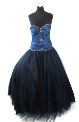 Tiffany Designs Navy Blue Prom Dress Decorated with Sequins & Beads Size 4 - Image 1 of 4