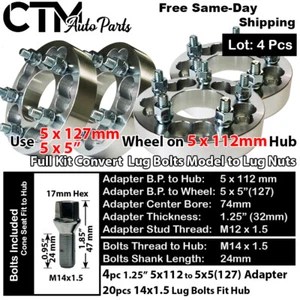 4Pcs 1.25" THICK 5x112mm TO 5x5(5x127mm) WHEEL SPACER ADAPTER KIT FOR MERCEDES - Picture 1 of 4