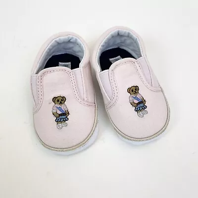 Polo Ralph Lauren Infant Girl's Bal-Harbour-II-Bear Shoes Pink Size 4 Stained - Image 1 of 4