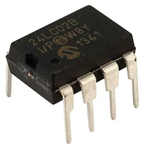 1x 24LC02B-I/P, Microchip 2kbit Serie EEPROM Memoria 900ns 8-Pin PDIP Serial-I2C - Imagen 1 de 1