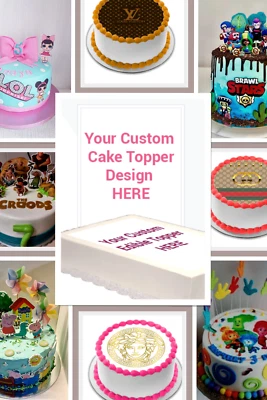 YOUR OWN PERSONALISED PHOTO EDIBLE WAFER & ICING CAKE TOPPERS / BIRTHDAY PARTY
