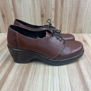 Dansko Shoes Womens size 39 Brown Leather Heel Wedge Oxford Lace Up Casual - Picture 1 of 8