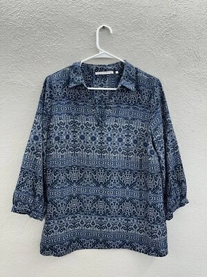 Blusa para mujer Violet and Claire talla mediana azul blanco cuello manga larga Foto 1 de 4