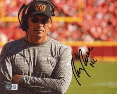 RON RIVERA SIGNED 8x10 PHOTO WASHINGTON COMMANDERS HEAD COACH RARE BECKETT BAS - Image 1 of 2