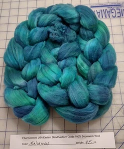 Superwash Wool Combed Top Roving Spinning Handpainted USA Dyed NWT Bahamas - Picture 1 of 1