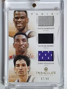 2012 Immaculate D. Robinsons S. Pippen J. Stockton #PATCH /99 Triple Jerseys - Picture 1 of 4