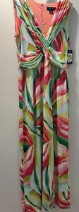 Jessica Howard Sleeveless Maxi Dress Colorful For Women Size 16 XL NWT Slinky - Picture 1 of 22