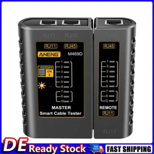 M469D RJ45 RJ11 Network Cable Tester Telephone Line Detector (Black) Deu - Afbeelding 1 van 11