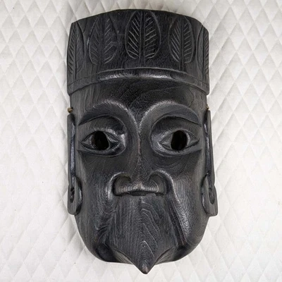 Máscara de arte de pared de madera tallada a mano vintage Foto 1 de 4