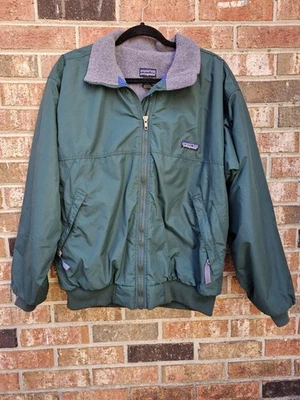 Patagonia Bomber Jacket Vtg USA Mens M Green Blue Gray Fleece Lined Zip Pockets - Image 1 of 4