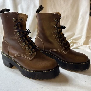 Dr. Doc Martens Leona Damen-Lederstiefel mit Absatz braun Butterscotch Größe 8 neu - Bild 1 von 9