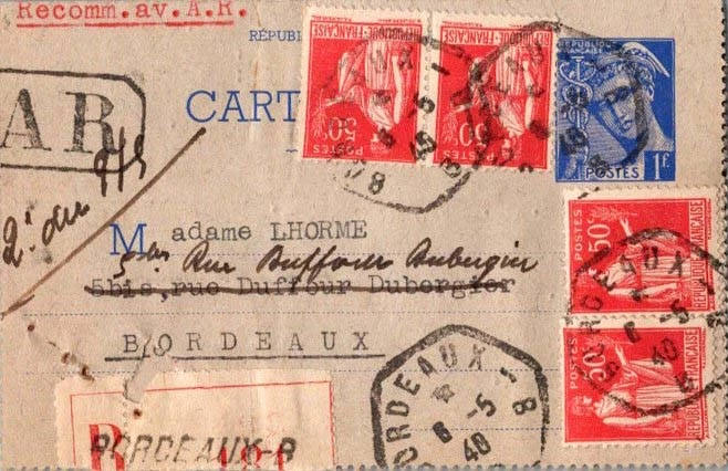 Francia 50c Paz con Rama de Olivo (4) en 1F Tarjeta Carta Mercurio Sin Ribete 19 Foto 1 de 1