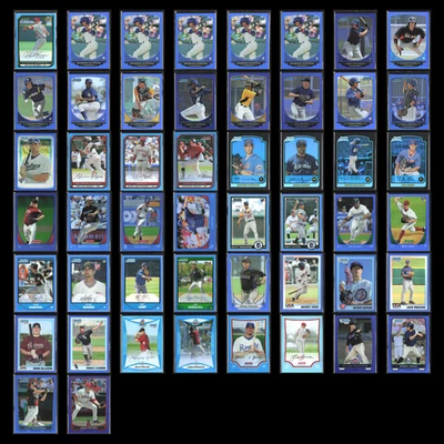 Lote de 50 tarjetas de béisbol Bowman cromo refractor azul distribuidor al por mayor ¡Enorme! Foto 1 de 4
