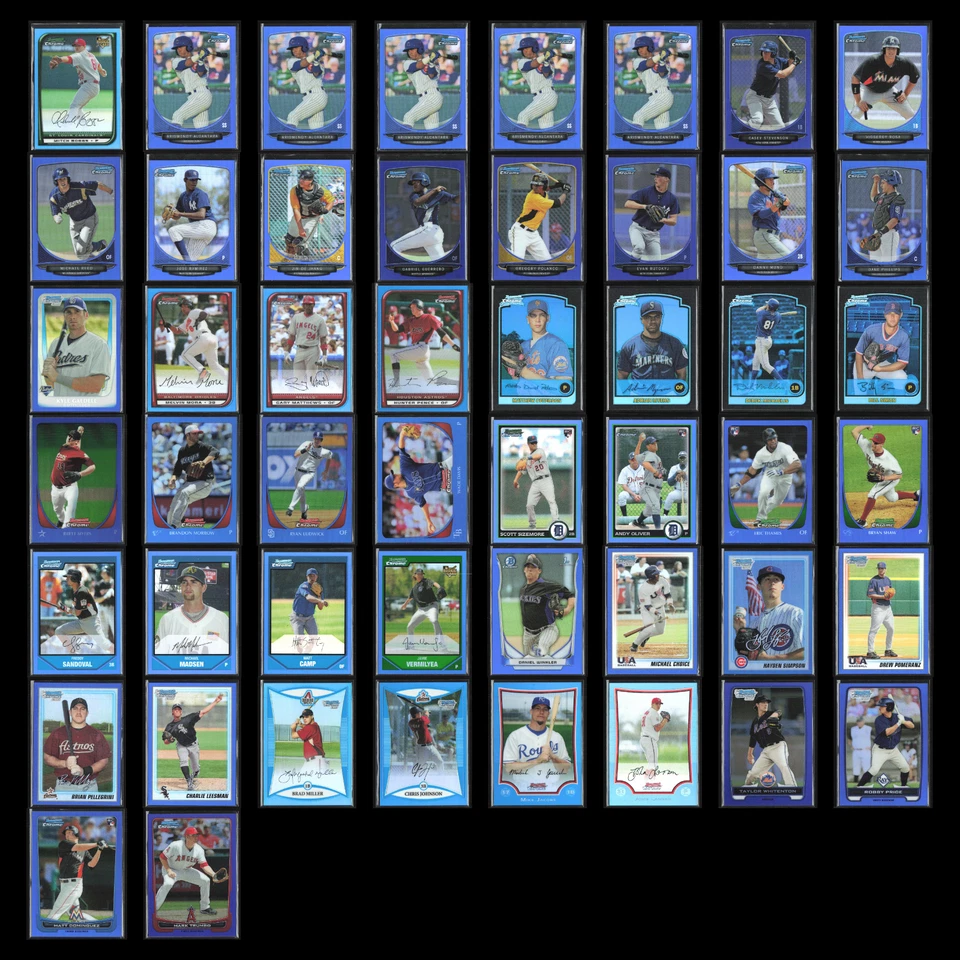 Lote de 50 tarjetas de béisbol Bowman cromo refractor azul distribuidor al por mayor ¡Enorme! Foto 1 de 4