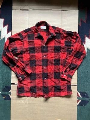Vintage Arrow Shirt Loop Collar 50s Plaid Flannel Medium  - Image 1 of 4