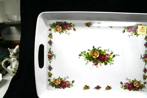 Hermosa bandeja grande para servir melamina Royal Albert Old Country Roses 18" x 13" - Imagen 1 de 4