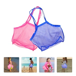 2pcs Large Mesh Beach Bags Seashell Mesh Bags Breathable Mesh Storage Bag - Picture 1 of 12