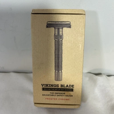 Navaja de seguridad ajustable de doble filo VIKINGS BLADE + estuche de lujo. Reusa suave... Foto 1 de 3