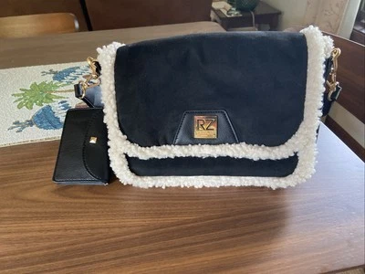 Rachel ZoeBlack  Suede  & Sherpa Lined Shoulder / Handbag Detachable Wallet￼ - Image 1 of 4