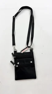 ScanSafe RFID Blocking Crossbody Travel Passport Pouch Bag Black Adjustable - Picture 1 of 7