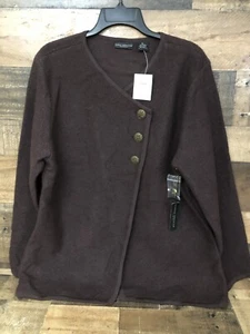 VTG Sarah Spencer Womens Sz 1X 100 % Wool Jacket Cardigan Brown Buttons - Picture 1 of 10