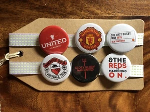 Manchester United FC Man U MUFC Man Utd Football - Button Pin Badge Set - Picture 1 of 3