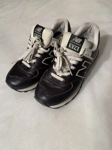 NEW BALANCE 574 LEATHER SNEAKER SHOES ML574LPK BLACK MENS SIZE 8.5 - Picture 1 of 3