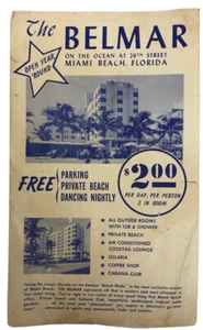 Belmar Hotel Miami Beach FL. años 50 Folleto folleto publicidad repartida - Imagen 1 de 2