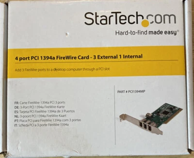 StarTech PCI1394MP 4 port PCI 1394a FireWire Adapter Card -3 External 1 Internal - Image 1 of 3