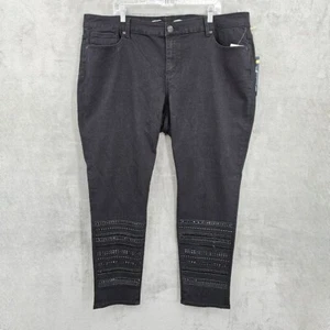 Pantalones de mezclilla Seven7 Luxe ajustados 24 negros adornados bling plus algodón elástico boho nuevos - Imagen 1 de 14