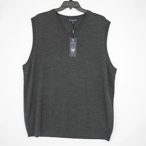 Hart Schaffner Marx Men's Sweater V Neck 3XT Gray Solid Merino Wool NWT $89.50 - Picture 1 of 9