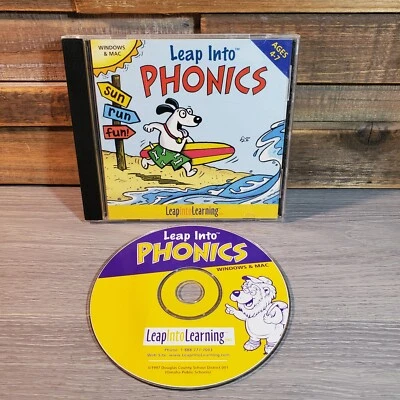 Leap Into Phonics CD-ROM 2005 Leap Into Learning Ages 4-7 Win Mac Homeschool Vtg - Image 1 of 4