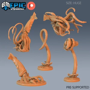 Epic Miniatures Aquatic Journey x5 calamar gigante - criatura escala 28 mm - Imagen 1 de 7