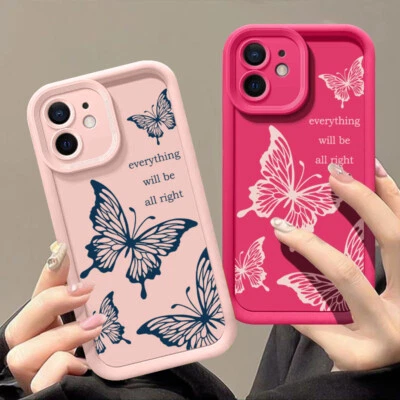 Girl Butterfly Case For iPhone 16 15 17 Pro Max Air 14 13 12 XR ShockProof Cover - Image 1 of 4