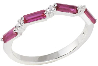 anello donna argento 925 rodiato anallergico bluamante zirconi rosa misura 16 - Immagine 1 di 3