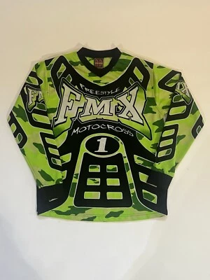 Camiseta Freestyle Fmx Motocross Racing Juvenil Grande Verde Negro Blanco Foto 1 de 4