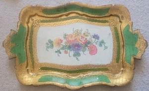 Sammlerstück Florentiner Art - Kleines vergoldetes Tablett Reliefs Kunst - Bild 1 von 5