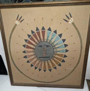 Vintage Navajo Sandmalerei Zeremonienfigur & gerahmt - Bild 1 von 14