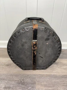 Vintage Humes & Berg Fiber Bass Drum Case 15 X 14 X 10.6” Deep Leather Strap - Picture 1 of 13