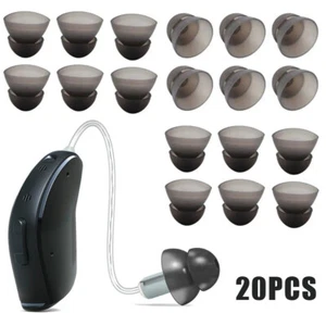20 Pezzi Apparecchi Acustici Chiusi Cupole Tappo Orecchie Silicone Doppio Strato Punte Sostituire - Foto 1 di 13