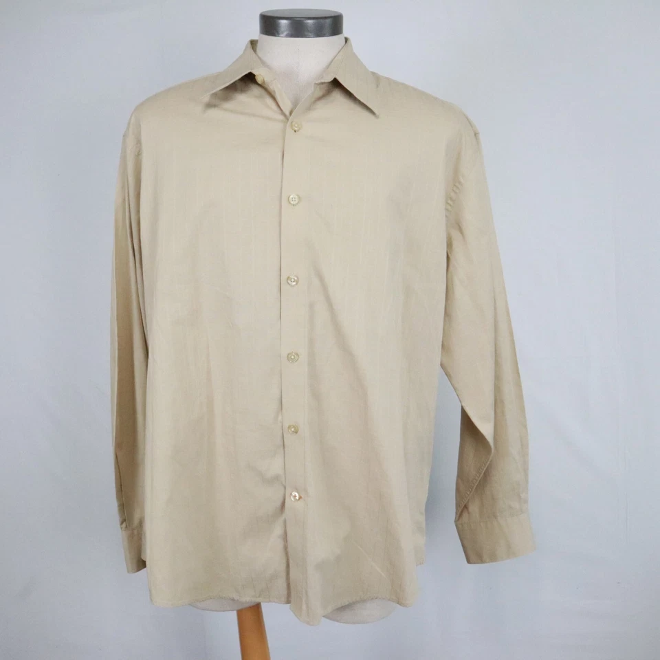 Camisa Nyne Para Hombres 2XL XXL Coolmax Popelina Informal Abotonada Beige A Cuadros Manga Larga Foto 1 de 4