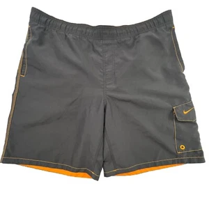 NIKE Men's Mesh Lined Swim Trunk with Pockets Size Large Orange Gray - Picture 1 of 12