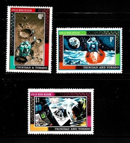 TRINIDAD & TOBAGO, SCOTT # 166-168, SET 3 MNH SPACE, MOON LANDING YEAR 1969 Cover