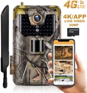 4G LTE Wildkamera 30MP 4K Überwachungskamera PIR Nachtsicht App Handy Jagdkamera - Bild 1 von 17