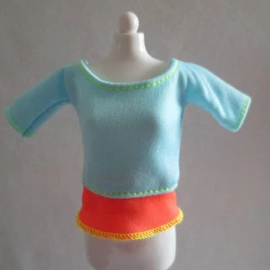 NEW Barbie Made To Move Doll Light Blue & Orange Yoga Top T-Shirt Tee Clothing - Picture 1 of 1