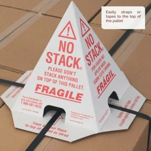 8" x 8" x 10" No Stack Tri Lingual Corrugated Cone Protectors (100 Protectors) - Picture 1 of 4